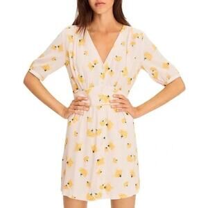ba&sh Floral Mini Dress in Yellow and Cream